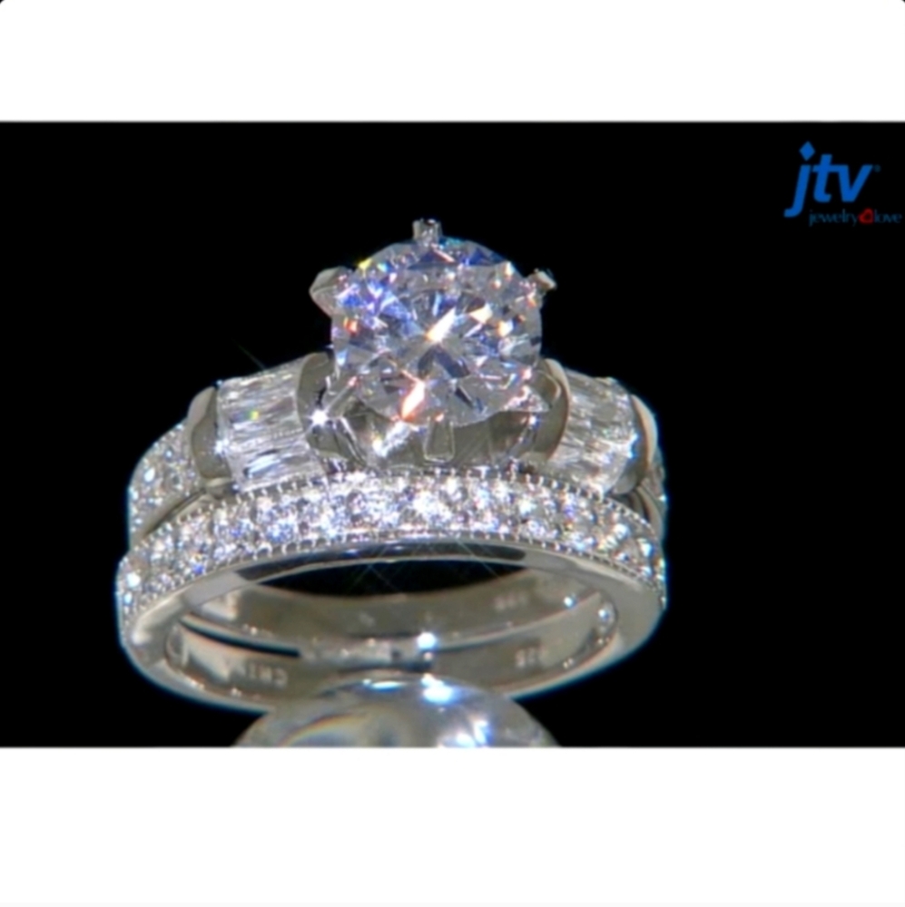 🆕 Bella Luce White Cubic Zirconia  Sterling Silver Ring W/ Band 4.50ctw🆕💍
